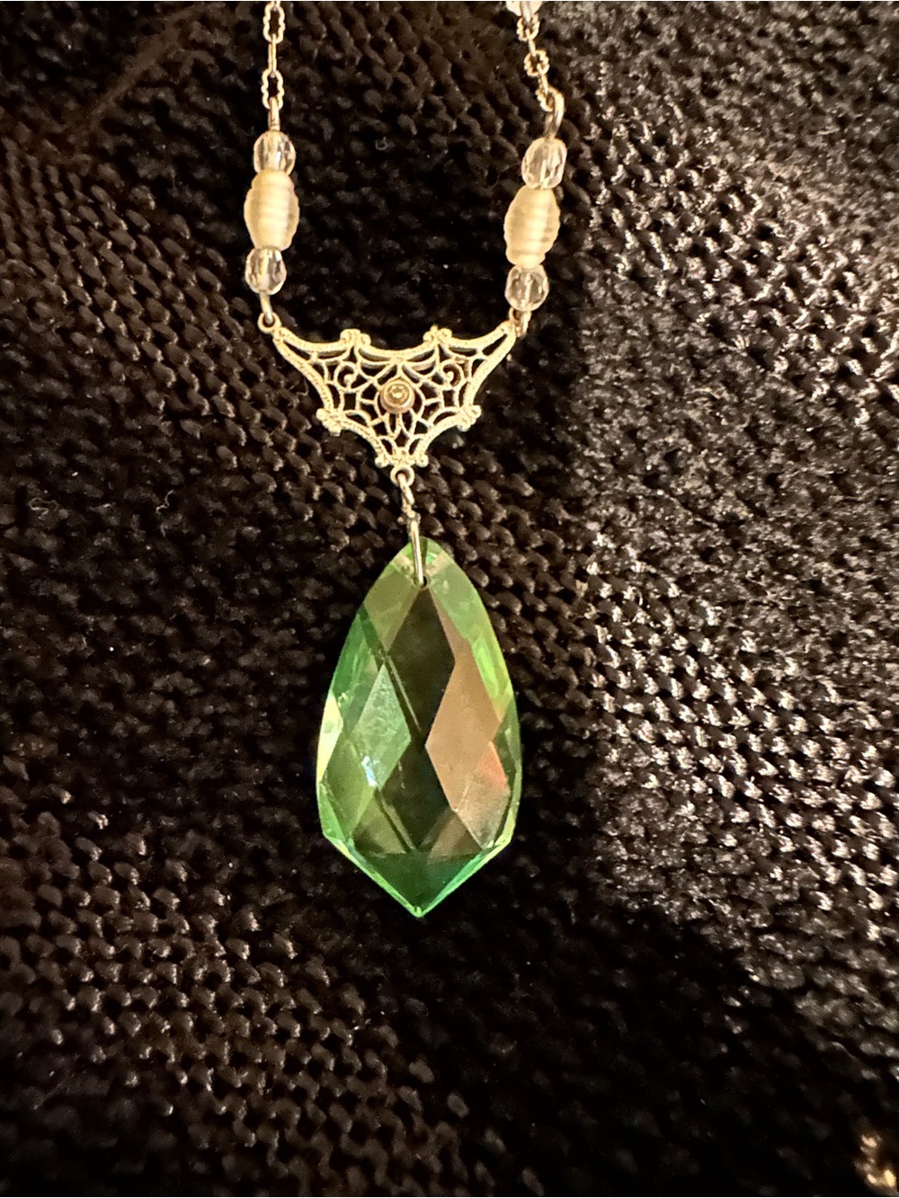 Art deco uranium glass pendant